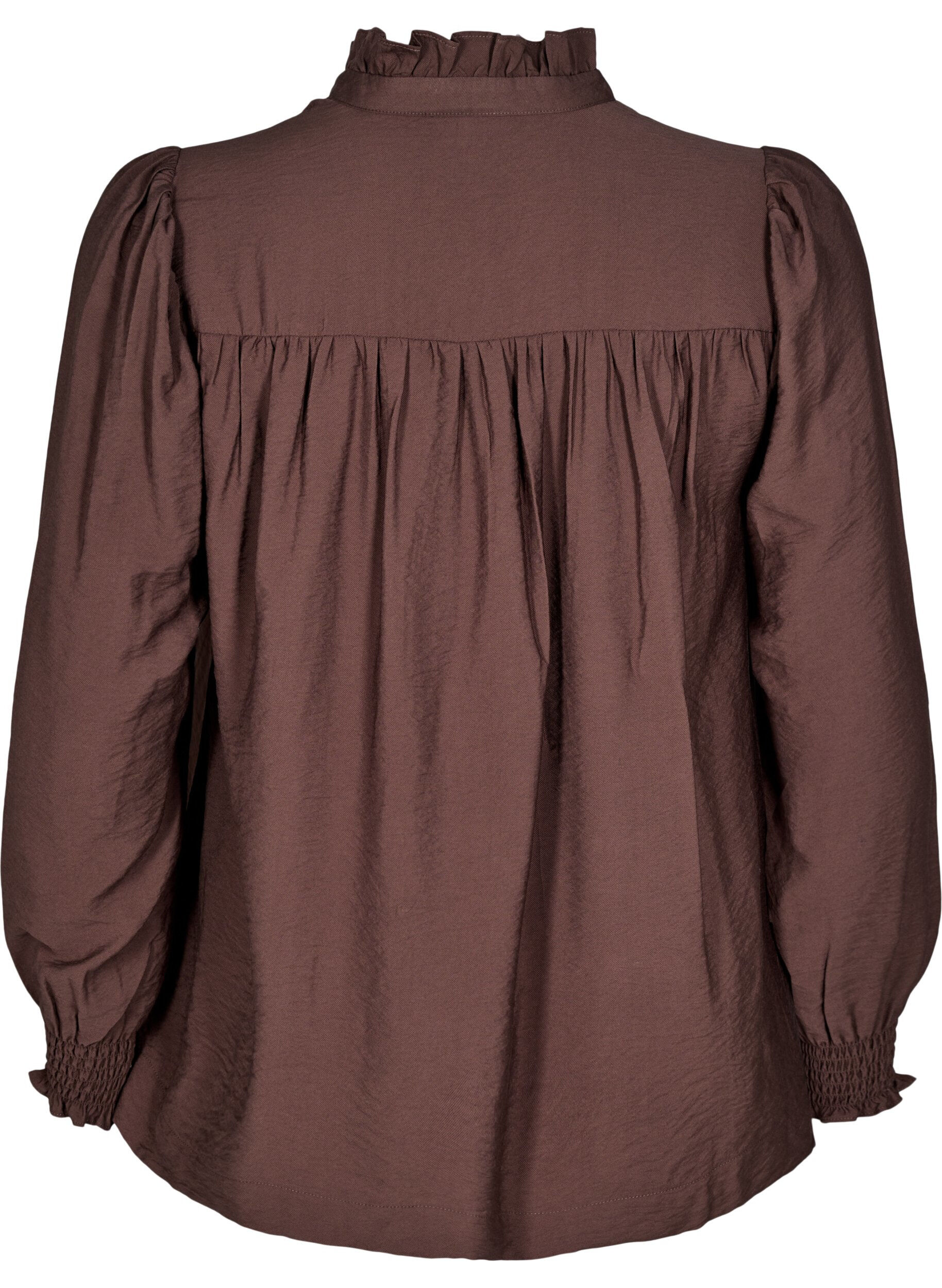 Zizzi Bluse med fl&aelig;sekrave, Brun, Packshot image number 1