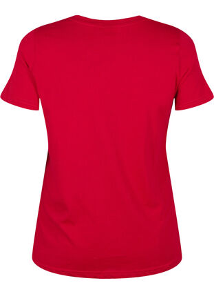 Jule t-shirt i bomuld, Tango Red Reindeer, Packshot image number 1