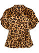 Bluse med leopardprint og fl&aelig;sedetaljer, Brun, Packshot image number 0