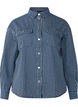 Stribet denimskjorte med brystlommer, Blue Denim Stripe, Packshot image number 0