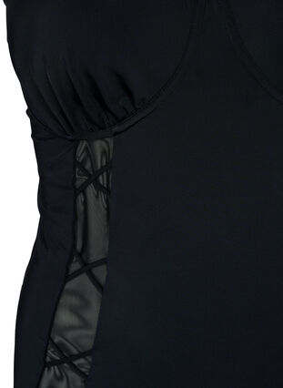Badedragt med bøjle og stringdetalje, Black, Packshot image number 2