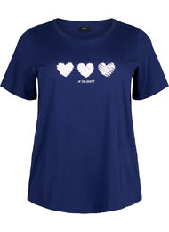 T-shirt i bomuld med print og rund hals , Medieval B.W. Hearts