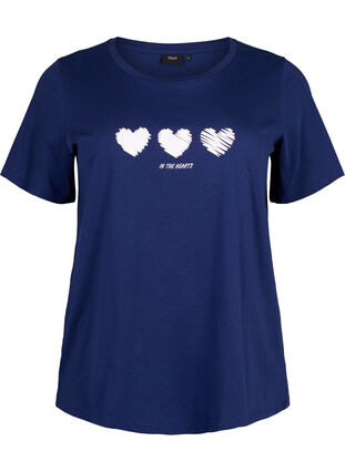 T-shirt i bomuld med print og rund hals , Medieval B.W. Hearts, Packshot image number 0
