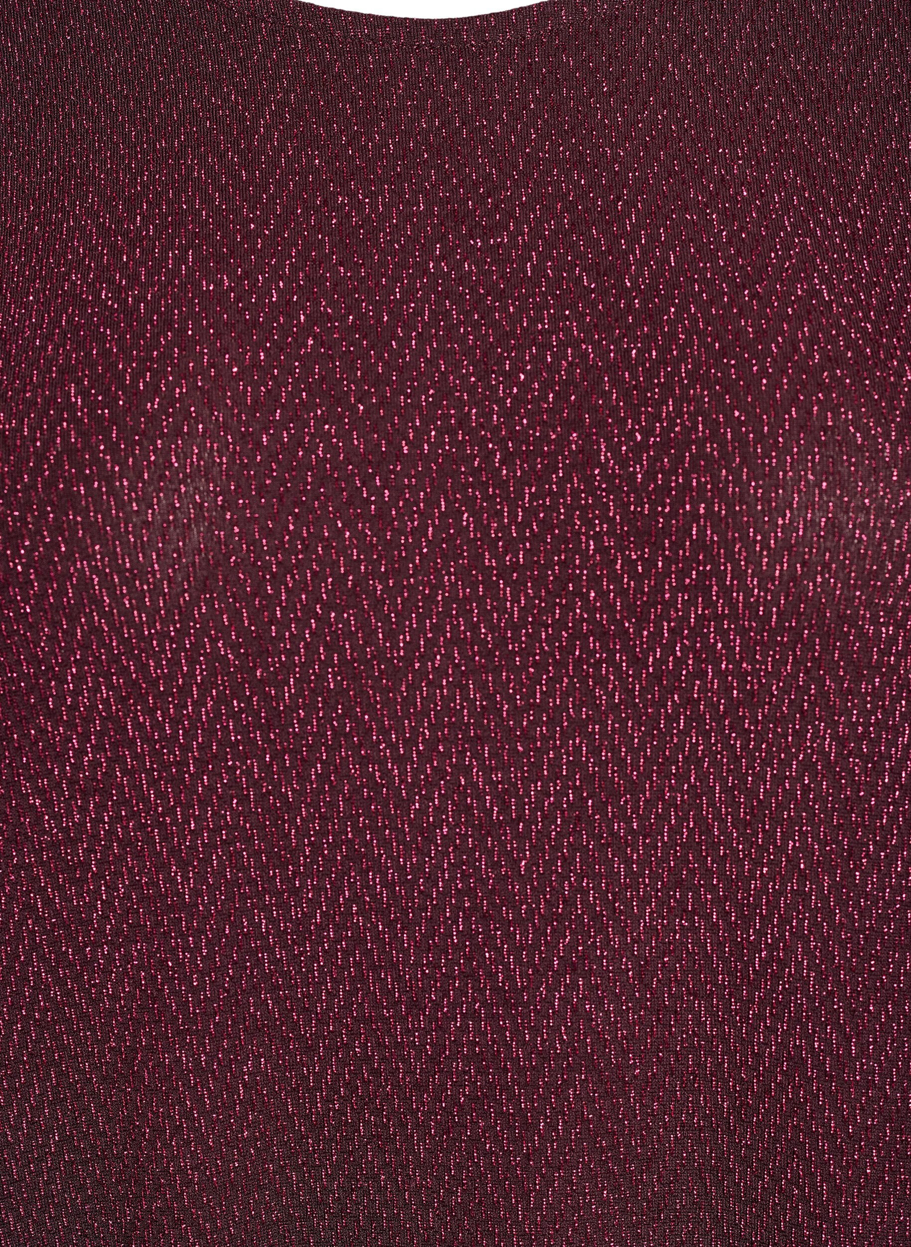 Zizzi Bluse med glitterm&oslash;nster og 3/4 &aelig;rmer, M&oslash;rk Bordeaux, Packshot image number 2
