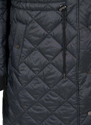 Quiltet letvægts jakke med hætte, Black, Packshot image number 3