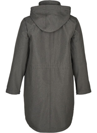 Lang softshell jakke med hætte, Dark Grey Melange, Packshot image number 1