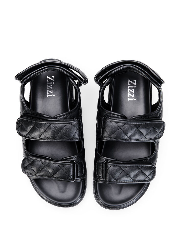 Wide fit - Læder sandal, Sort, Packshot image number 2