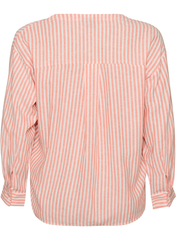 Bluse i h&oslash;r og viskose med V-udsk&aelig;ring, Orange, Packshot image number 1