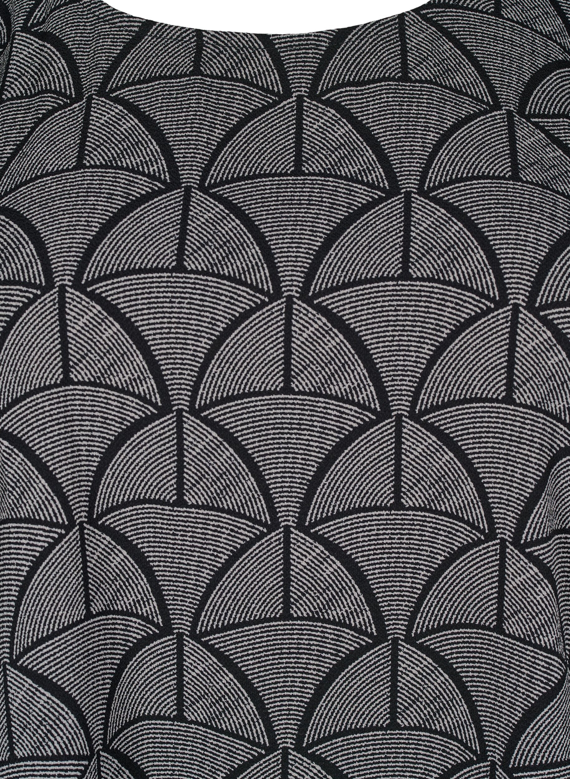 Zizzi Kort&aelig;rmet bluse med print, Black Grey Graphic , Packshot image number 2