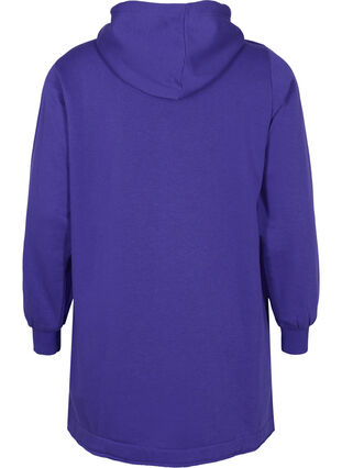 Lang sweatshirt med hætte og lommer, Deep Blue, Packshot image number 1