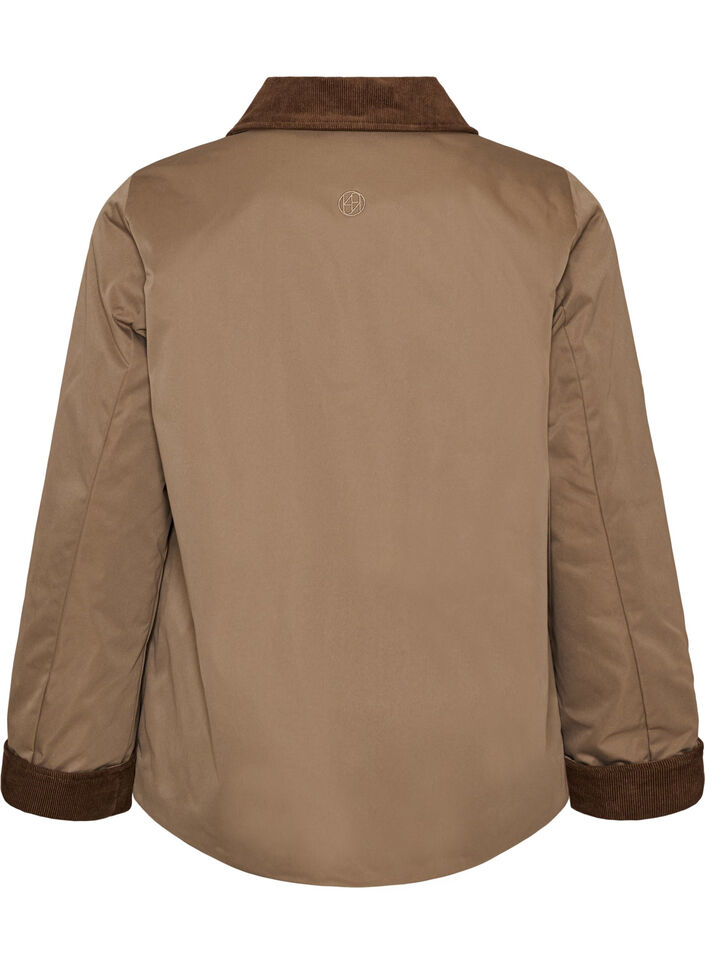 Let vatteret jakke med fl&oslash;jlskrave, Brun, Packshot image number 1