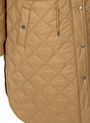 Quiltet letvægts jakke med hætte, Tobacco Brown, Packshot image number 3