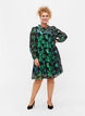 Blomstret viskosekjole med lurex struktur, Black w. Green Lurex, Model image number 2