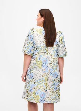 Jacquard kjole med 1/2 ærmer, Wild Flower AOP, Model image number 1