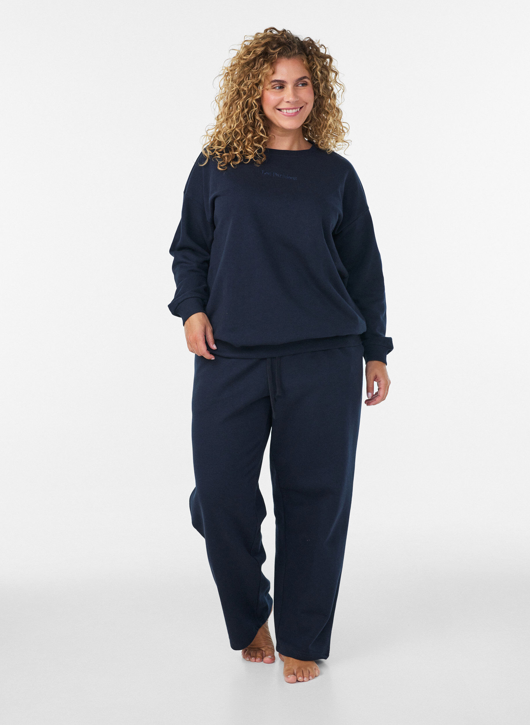 ZizziSweatshirt med tekstmotiv, Bl&aring;, Model image number 1