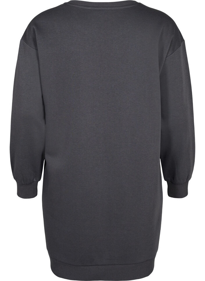 Sweatkjole med broderede detaljer, Dark Grey, Packshot image number 1