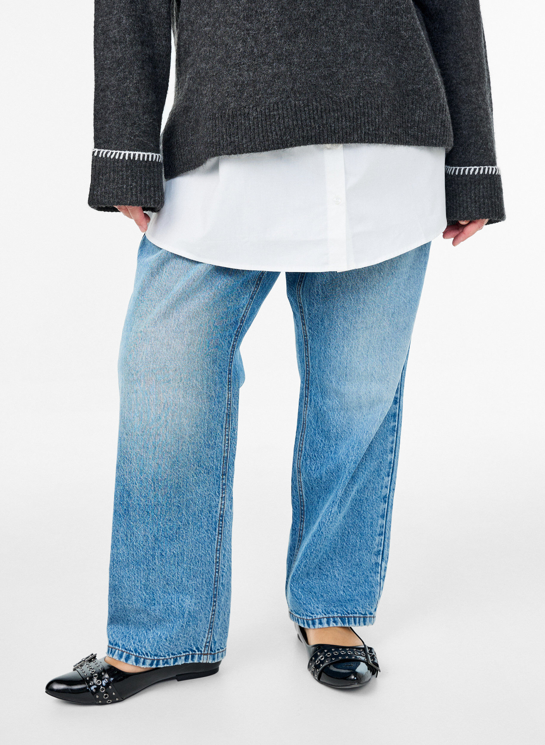 Skjorteforl&aelig;nger i 100% bomuld, Hvid, Model