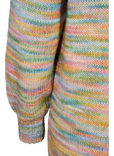 Lang mønstret strik cardigan i bomuldsblanding, Multi Color, Packshot image number 3