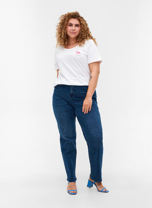 Kortærmet t-shirt med print, White Flamingo, Model image number 2
