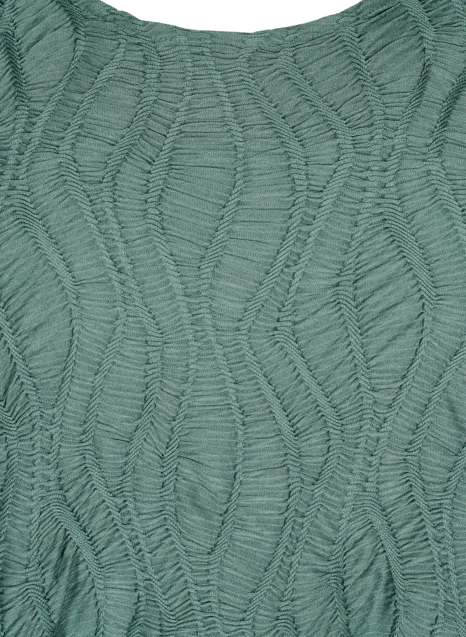 Zizzi Kort kjole med tekstur og 3/4 &aelig;rmer, Gr&oslash;n, Packshot image number 2