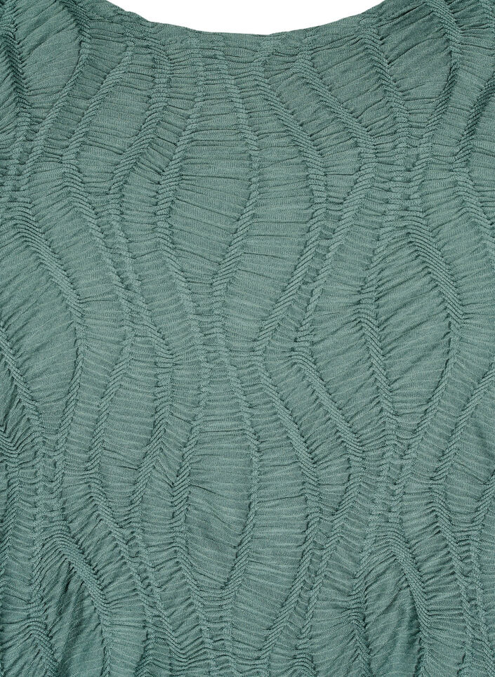 Kort kjole med tekstur og 3/4 ærmer, Grøn, Packshot image number 2
