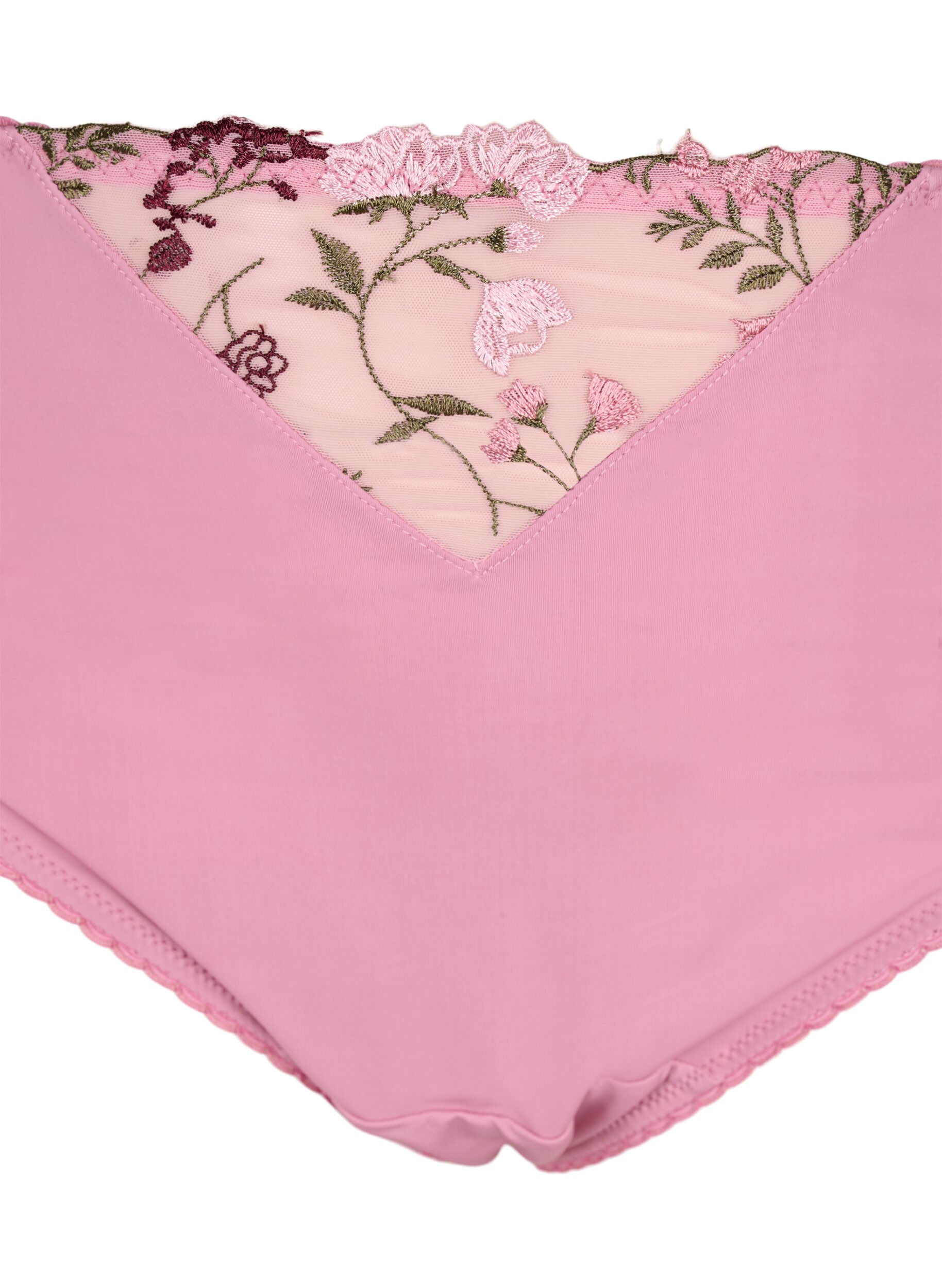 Zizzi Tai trusse i microfiber med broderede blomster, Lyser&oslash;d, Packshot image number 2