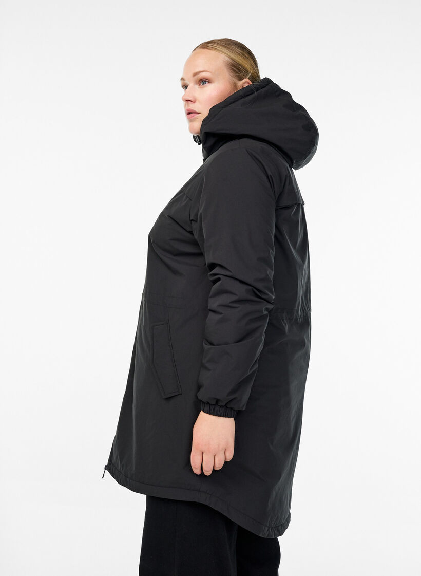 Let vatteret parka med hætte , Sort, Model image number 3