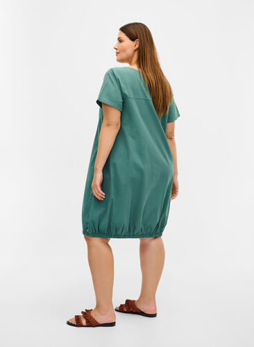kjole i bomuld Grøn - Str. 42-60 - Zizzi