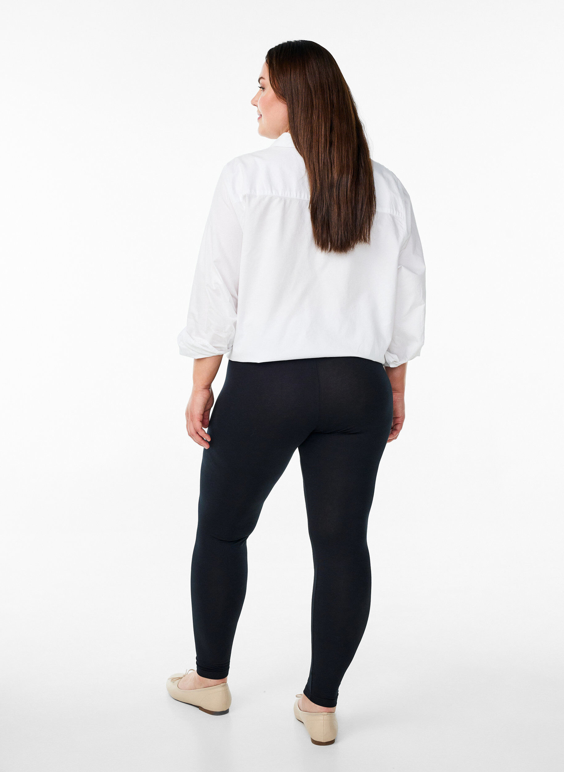 Zizzi Basis leggings i viskose, Sort, Model image number 2