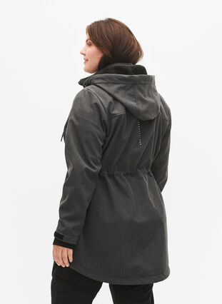 Softshell jakke med aftagelig hætte, Dark Grey Melange, Model image number 1