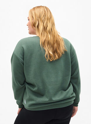 Sweatshirt med tekst i frotté, Duck Green, Model image number 1