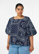 Bluse i viskose med paisleyprint og ballon&aelig;rmer, Bl&aring;, Model image number 0