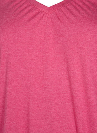 Meleret t-shirt med elastikkant, Beetroot Purple Mél, Packshot image number 2