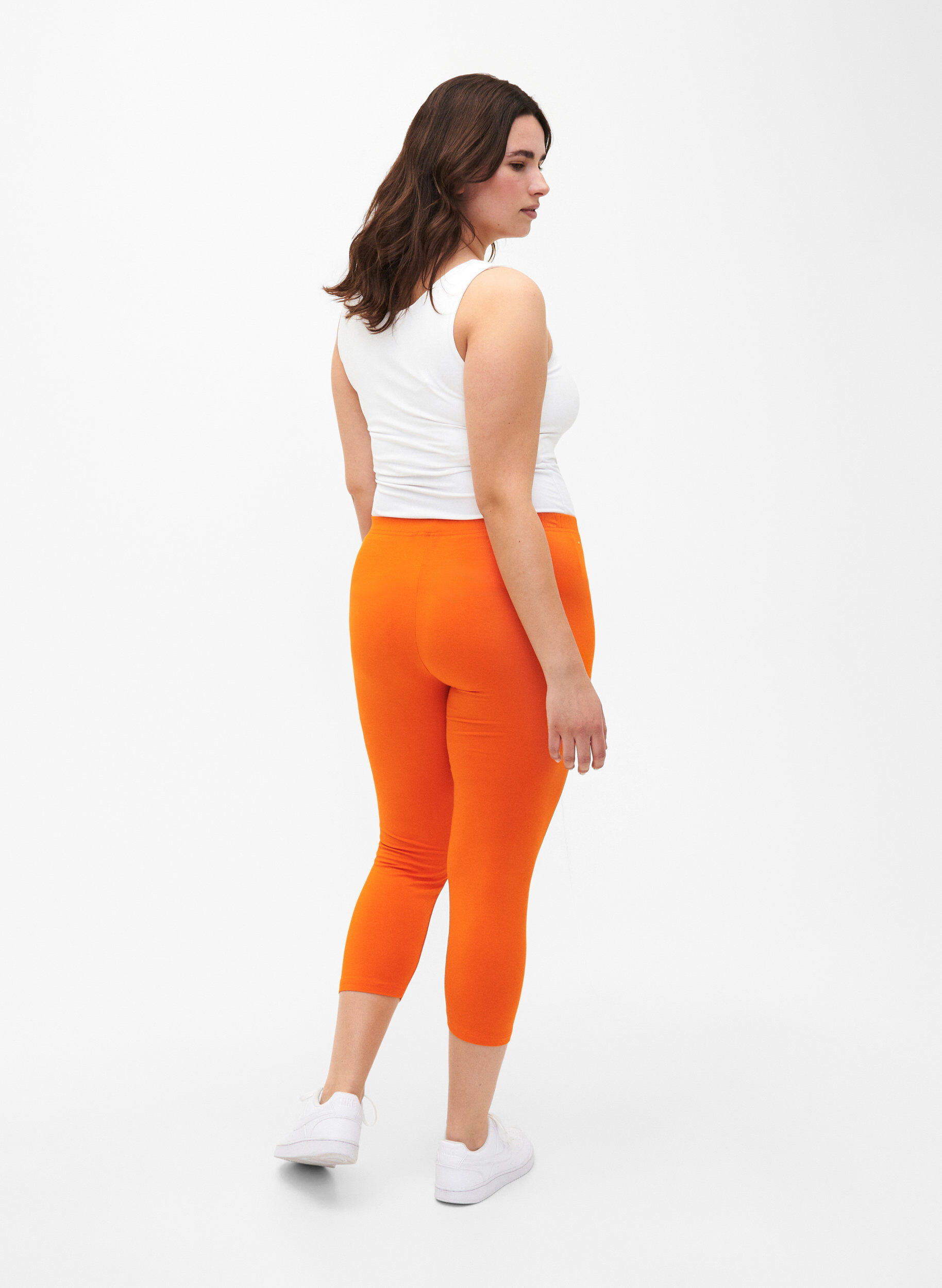 Zizzi Basis 3/4 leggings i viskose , Orange, Model image number 2