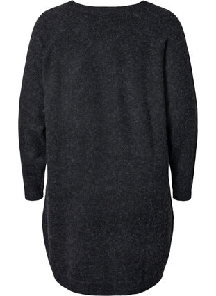 Meleret strikkjole med knapper, Dark Grey Melange, Packshot image number 1