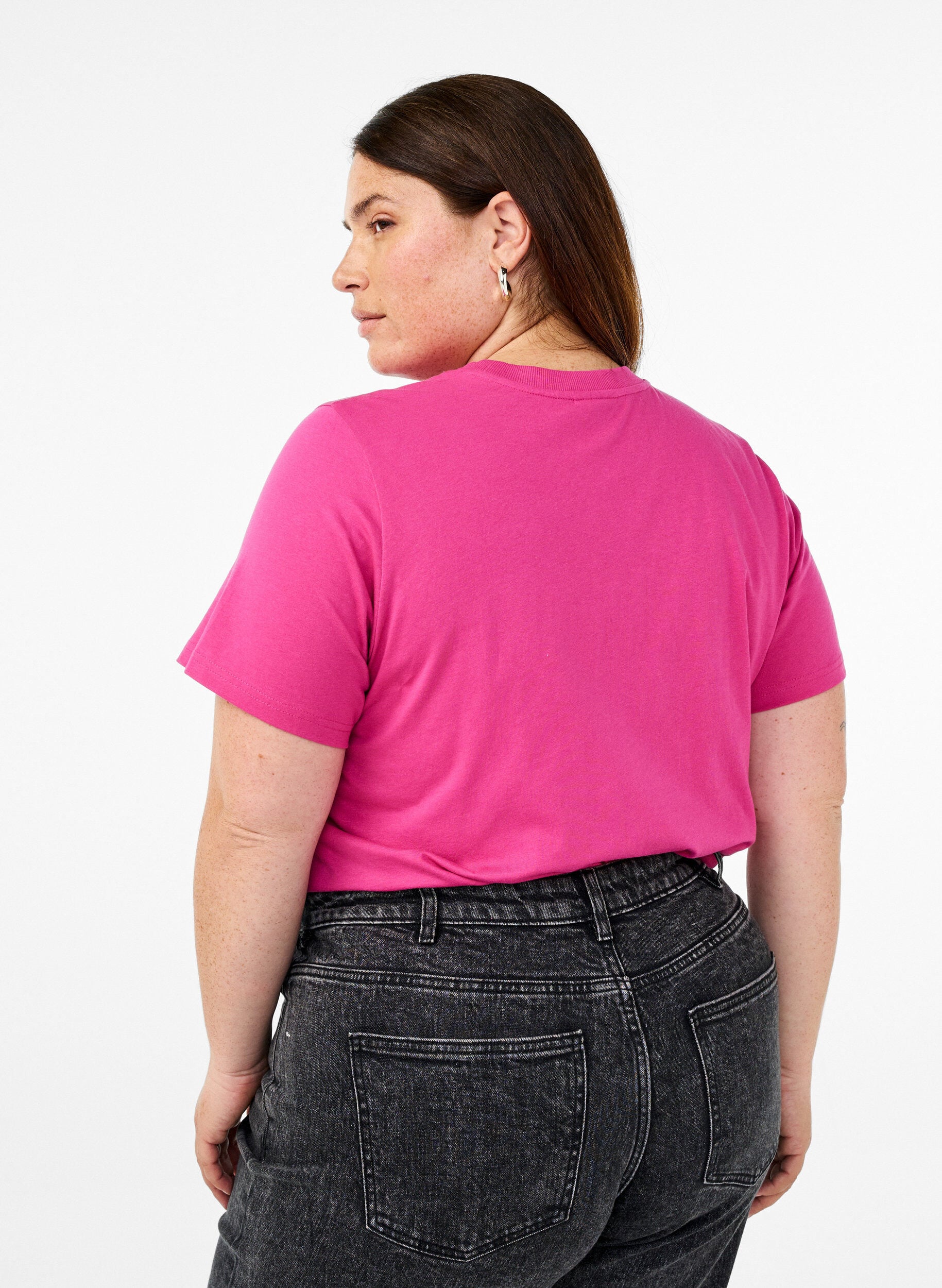 ZizziBasis t-shirt i bomuld med rund hals , Lyser&oslash;d, Model image number 2