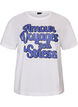 T-shirt i bomuld med korte &aelig;rmer og print, Hvid, Packshot image number 0