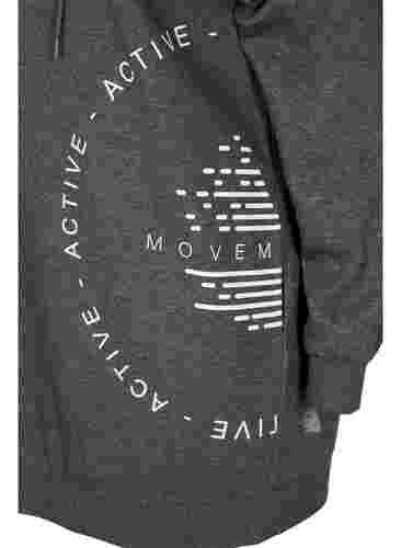 Lang sweatshirt med hætte og printdetaljer, Dark Grey Melange, Packshot image number 3