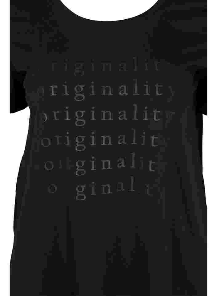 Bomulds t-shirt med tone-i-tone tryk, Black Originality, Packshot image number 2