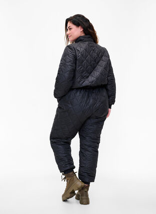 Quiltet termo jumpsuit med justerbar talje, Black, Model image number 1