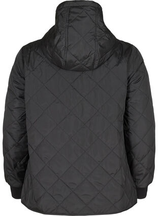 Quiltet termo anorak med hætte og lomme, Black, Packshot image number 1