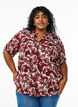 Blomstret bluse med korte ærmer, Rød, Model image number 0