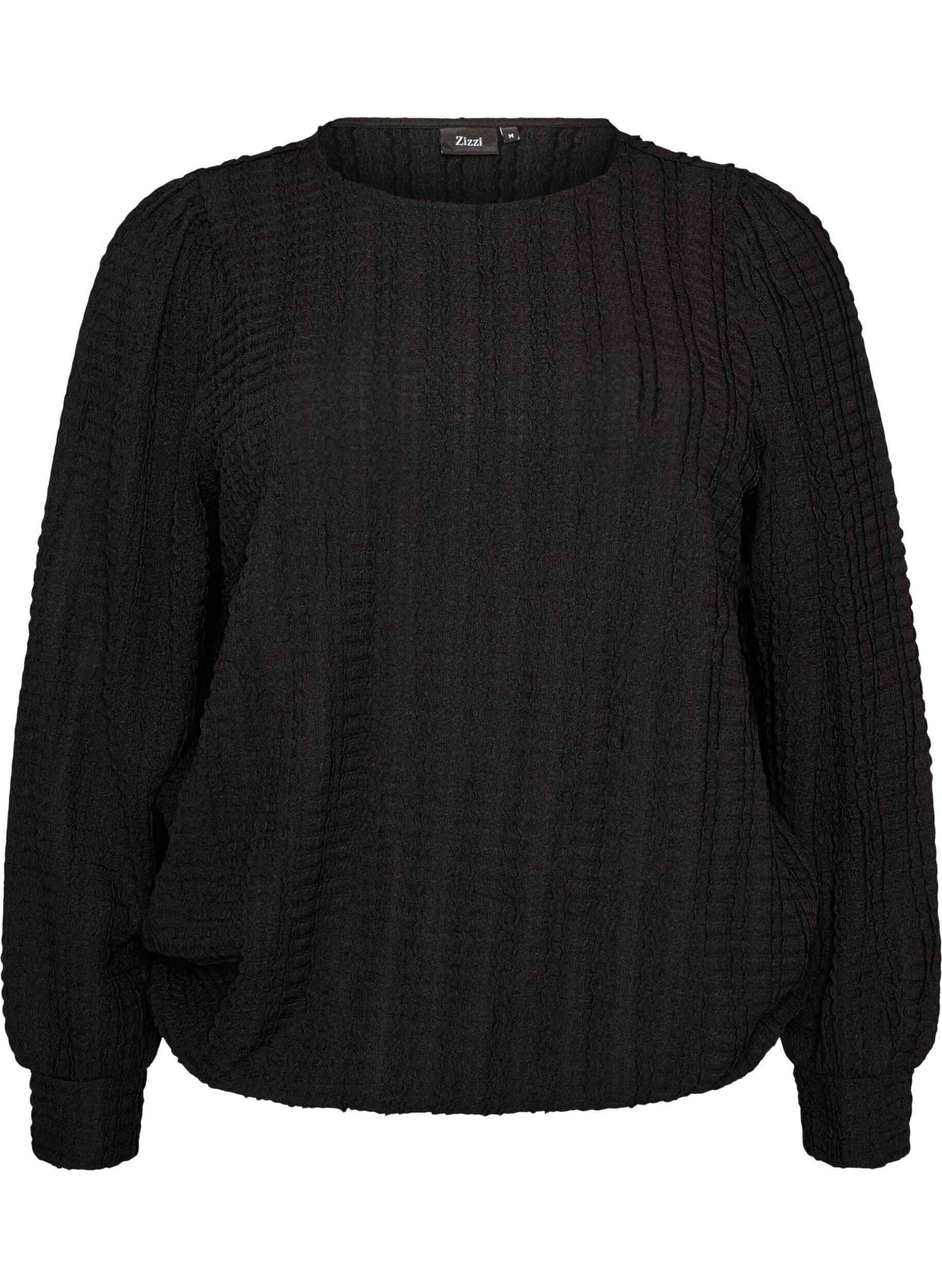 Jerseybluse med struktur og ballonform