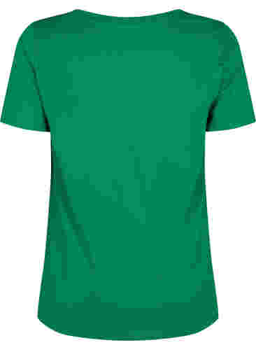 Bomulds t-shirt med teksttryk og v-hals, Jolly Green ORI, Packshot image number 1