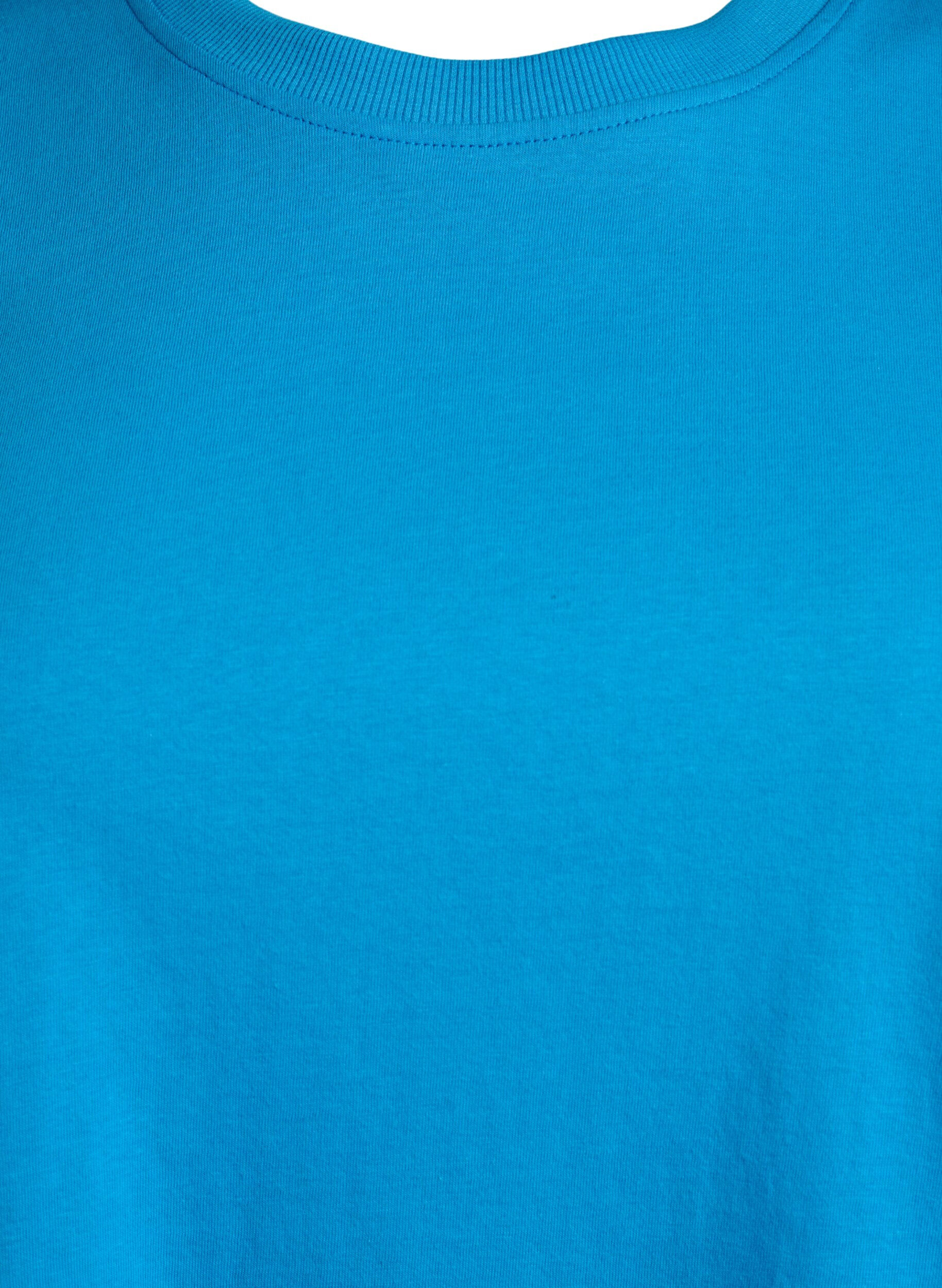 ZizziBasis t-shirt i bomuld med rund hals , Bl&aring;, Packshot image number 2