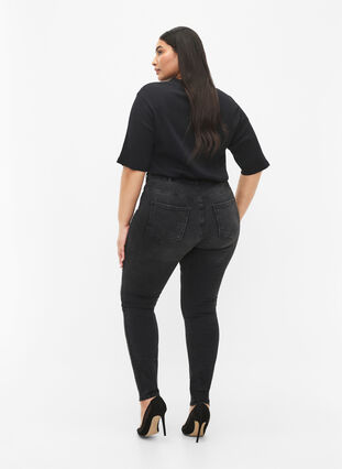 Højtaljede Amy jeans med similisten, Grey Denim, Model image number 1