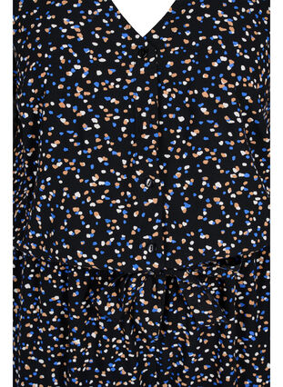Løstsiddende viskose jumpsuit med bindebånd, Black Graphic, Packshot image number 2