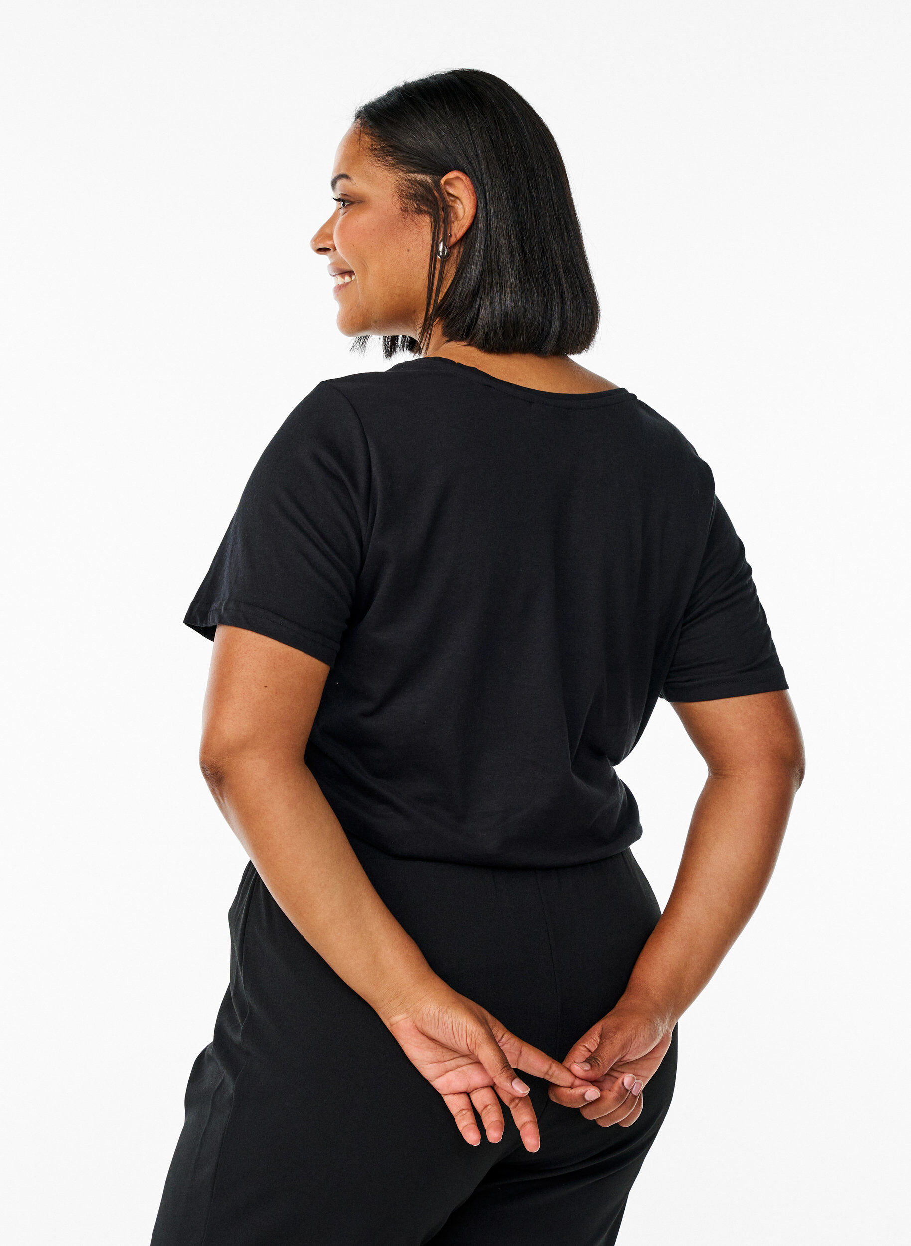 Zizzi FLASH - T-shirt med motiv, Sort, Model image number 2