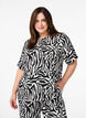 Kort&aelig;rmet bluse med m&oslash;nster, Sort, Model image number 0