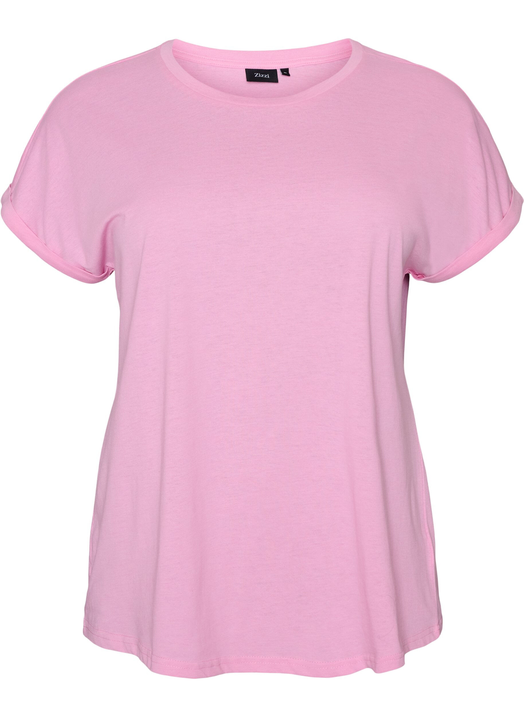ZizziKort&aelig;rmet t-shirt i bomuldsblanding, Lyser&oslash;d, Packshot image number 0